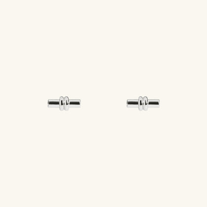 T Bar Stud Earrings Silver